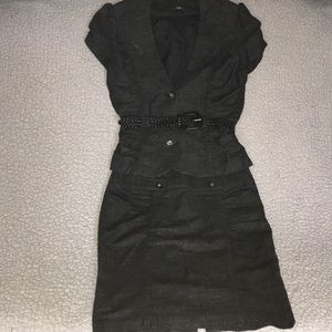 Dark Gray 2 Piece Jacket and Skirt Set